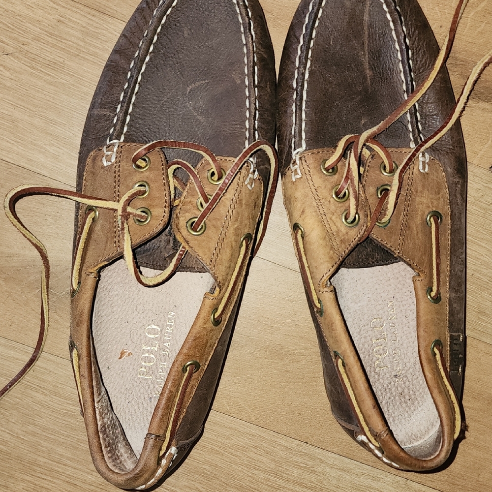 Polo by Ralph Lauren Men's Two-Tone Brown Boat Shoes